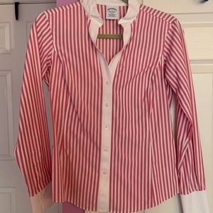 Brooks Brothers fitted pink striped button down